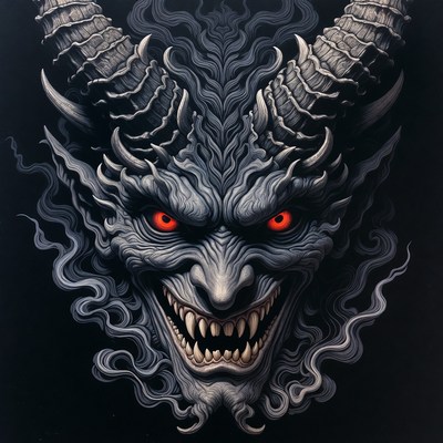 Fierce Demon Face Illustration
