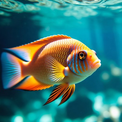Colorful Angelfish Swimming Underwater