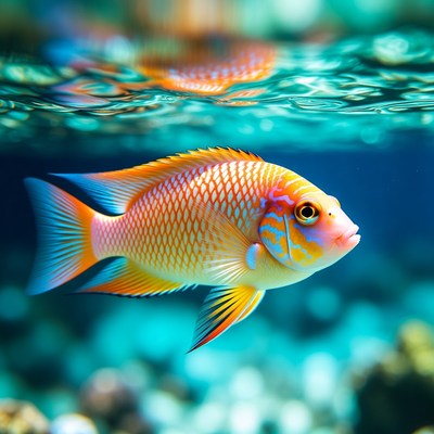 Colorful Angelfish Swimming Underwater