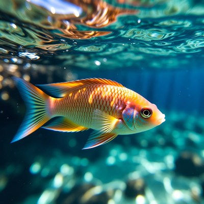 Orange tropical fish underwater