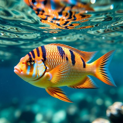 Orange Tigerstripe Fish Underwater