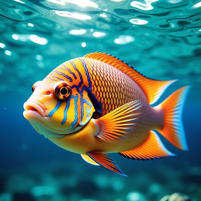 Colorful Angelfish Swimming Underwater