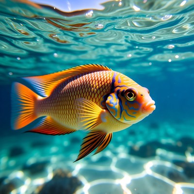 Colorful Angelfish Swimming Underwater
