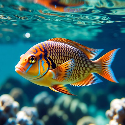 Colorful French Angelfish underwater
