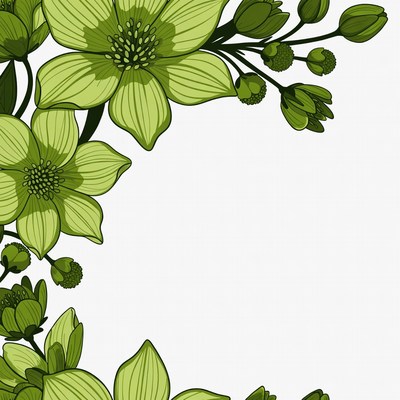 Green Floral Corner Illustration