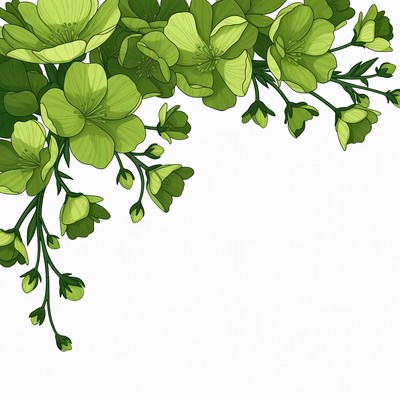 Green Flowers Bouquet Illustration