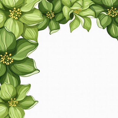 Green Flowers Corner Border
