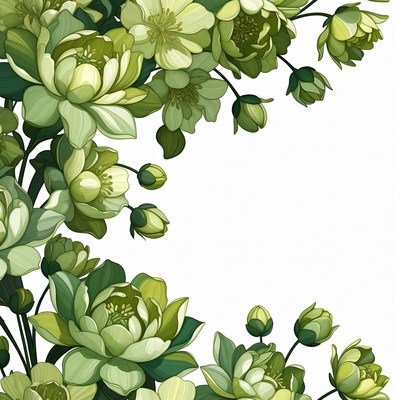 Green Lotus Flowers Illustration