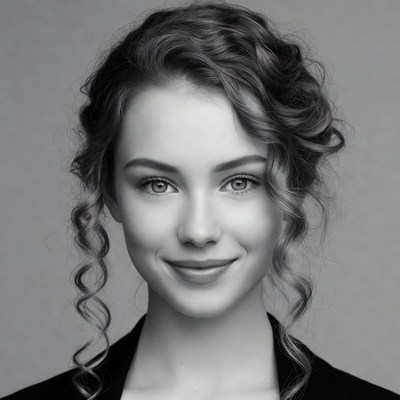 Smiling woman with curly updo