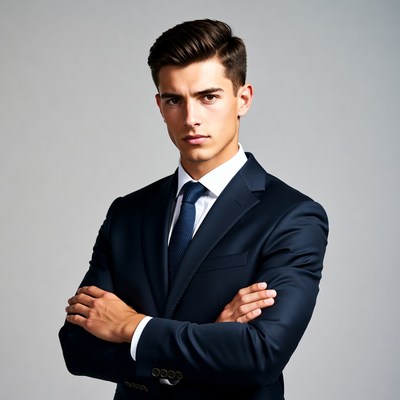 Handsome man in suit arms crossed