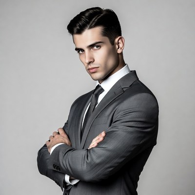 Handsome man in suit arms crossed