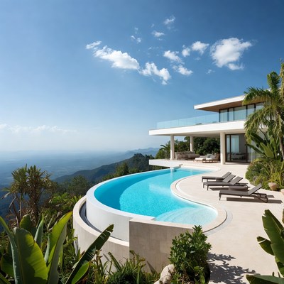 Infinity Pool Overlooking Mountains