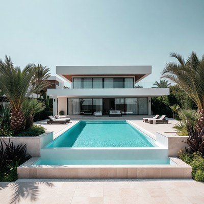 Modern White House with Infinity Pool