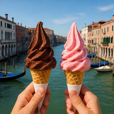 Chocolate and Strawberry Soft Serve in Venice