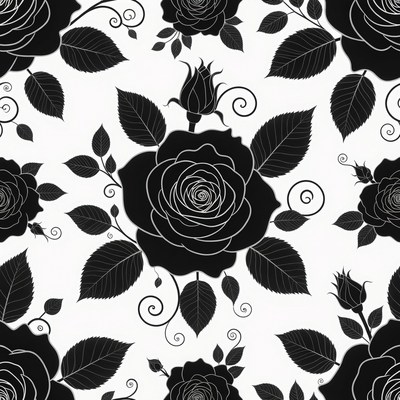 Black Roses Seamless Pattern