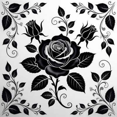 Black and White Rose Illustration