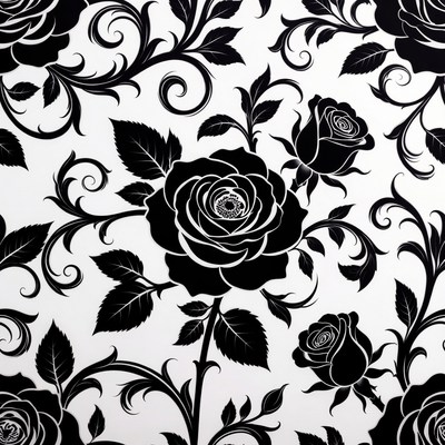 Black Roses Floral Pattern