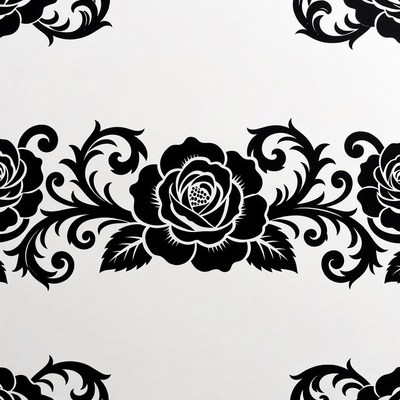 Black Rose Floral Pattern Illustration