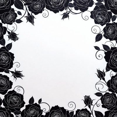 Black Silhouette Rose Border