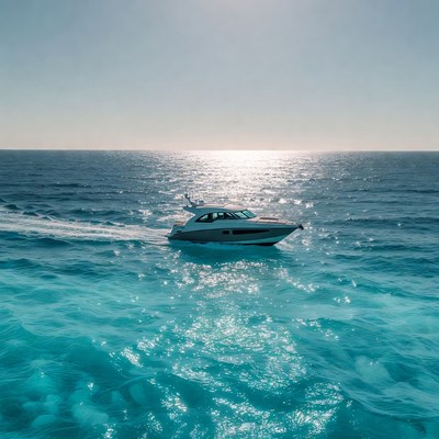 Speedboat cruising on ocean