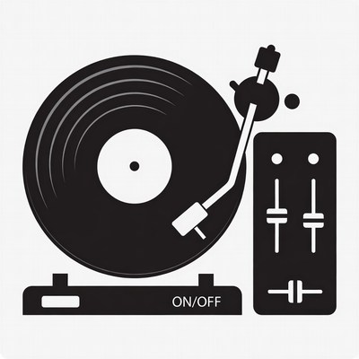 Black vinyl record player icon