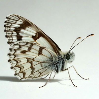 White Admiral Butterfly on White Background