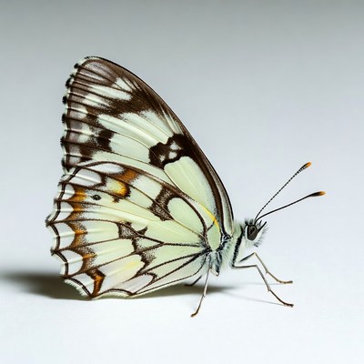 White Admiral Butterfly on White Background