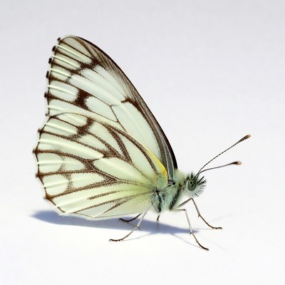 White Admiral Butterfly on White Background