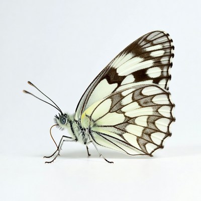 White Admiral Butterfly on White Background