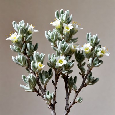 White flowers on silver-gray foliage