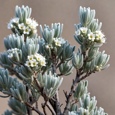 Silver bush with white flowers