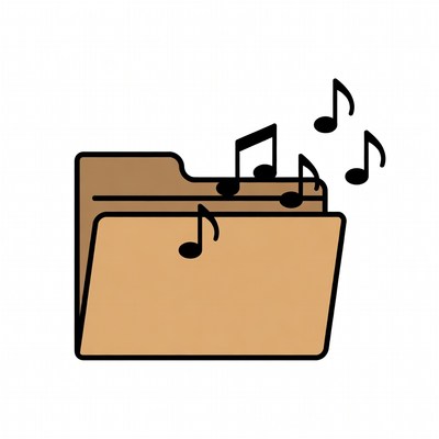Open folder with music notes