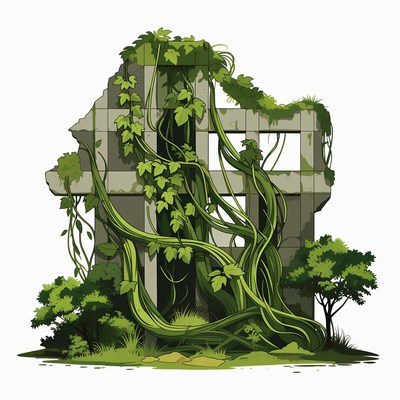 Ivy Covered Ruins Illustration
