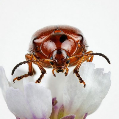 Bronze Beetle on White Flower