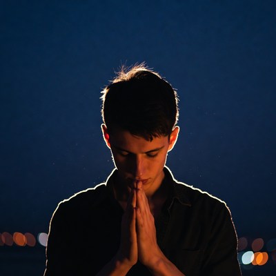 Man praying with hands clasped
