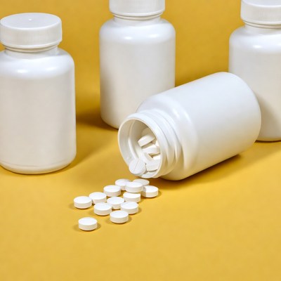 White Pill Bottles Spilling Pills