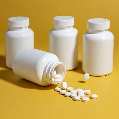 White Pill Bottles Spilling Pills