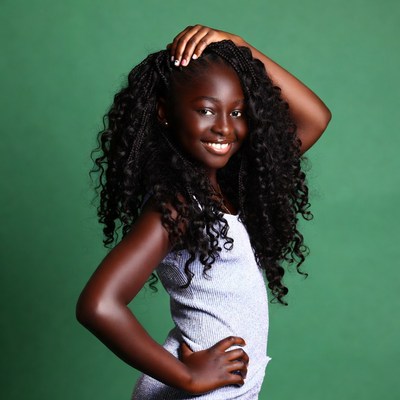 Smiling African-American girl with braids