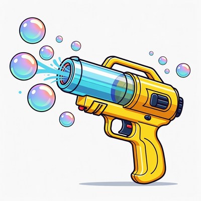 Yellow Bubble Gun Shooting Bubbles