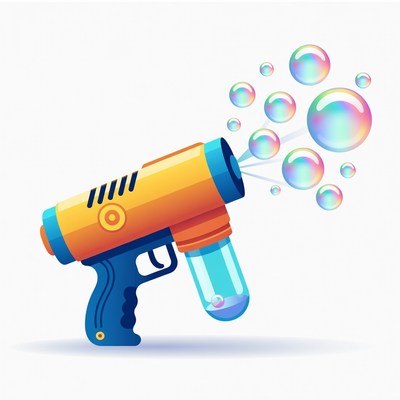Colorful Bubble Gun Shooting Bubbles