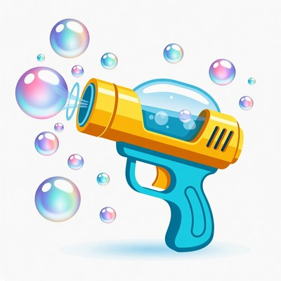 Yellow Bubble Gun with Floating Bubbles