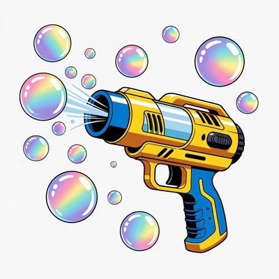 Yellow Bubble Gun Shooting Bubbles
