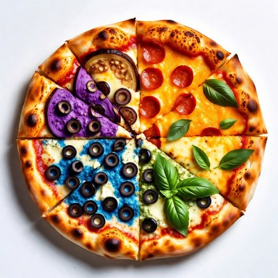 Colorful Rainbow Pizza with Olives