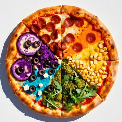 Rainbow Colored Pizza Slices