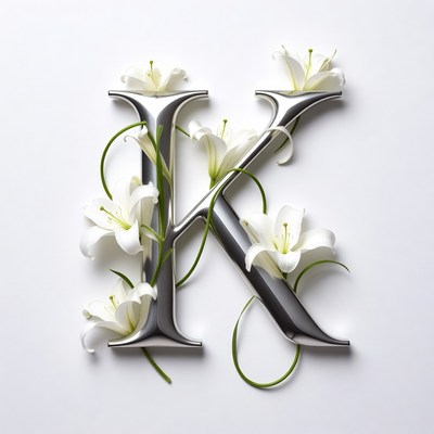 Lilies Forming Silver Letter K