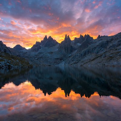 Sunset Mountains Reflected in Lake
