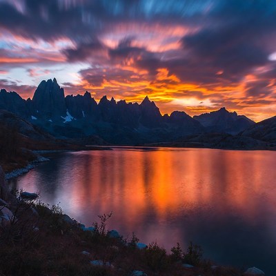 Sunset over Mountain Lake