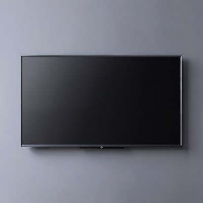 Black flat screen TV on gray wall