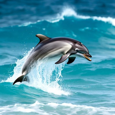 Dolphin jumping from ocean waves