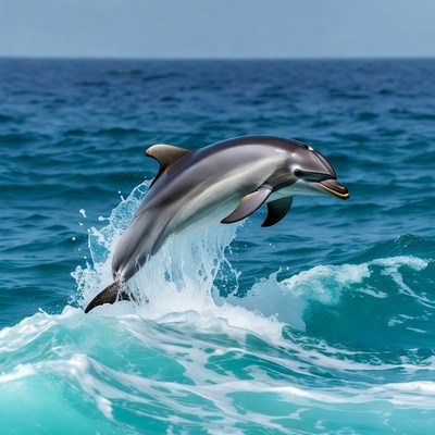 Dolphin jumping from ocean waves